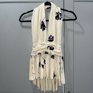 Rachel pally open back halter top blouse with ruffles size medium